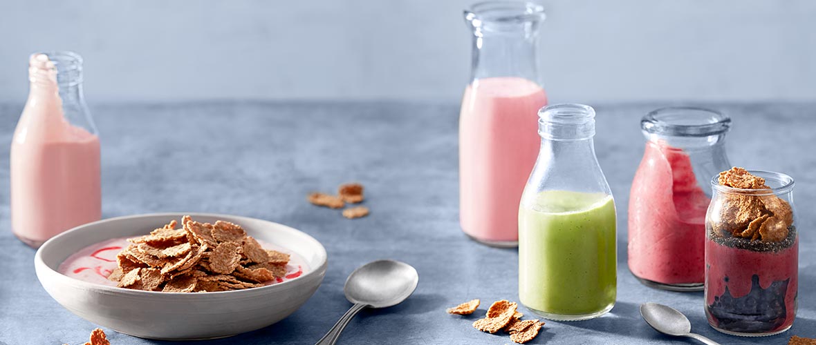 Frukostsmoothies i tre färger